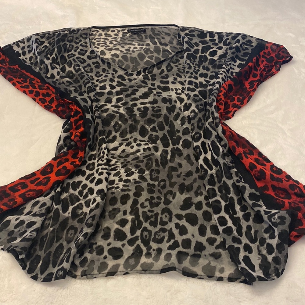 ❤️Lane Bryant Sheer Animal Print Blouse, Cover-up